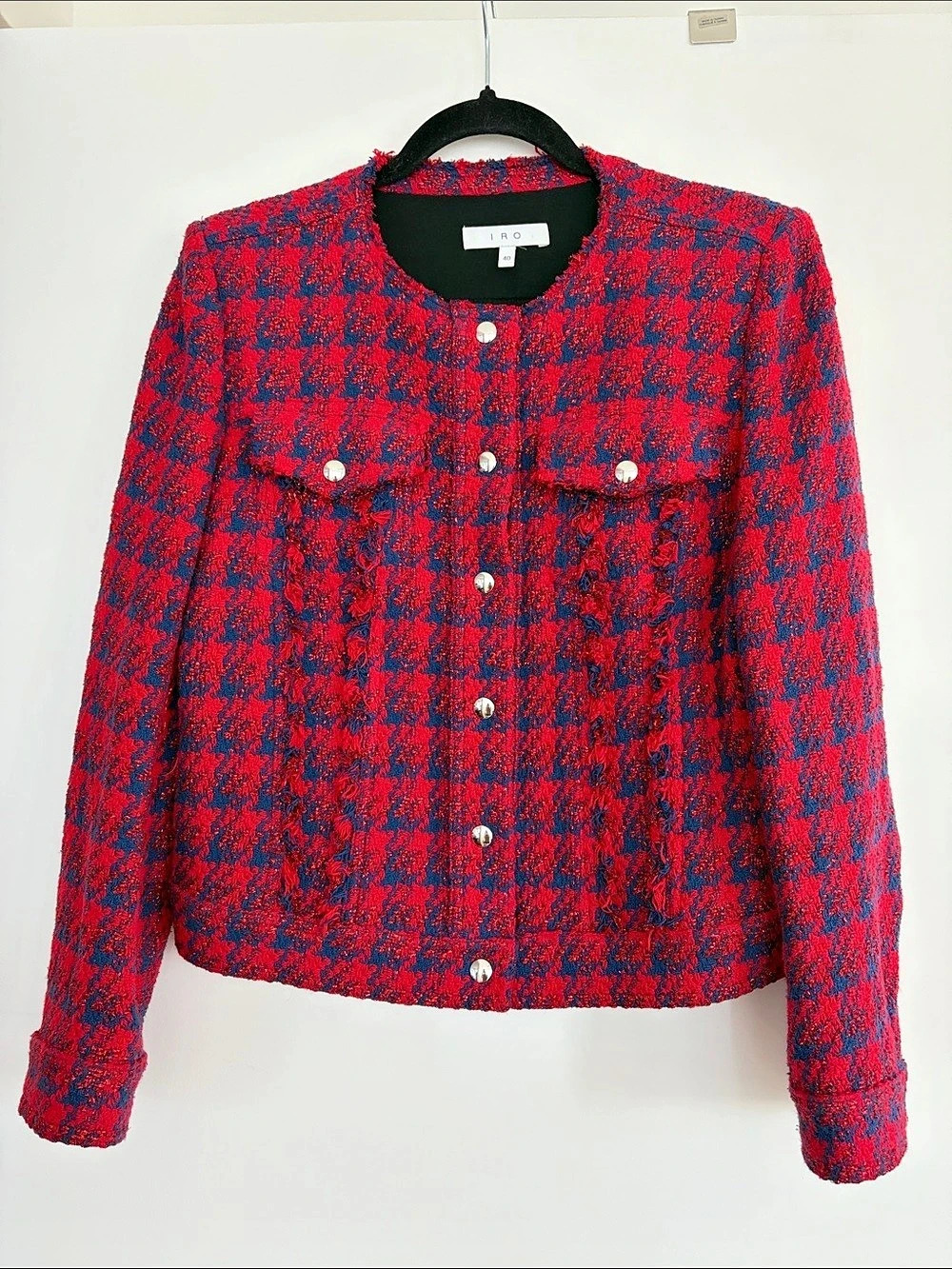 IRO Red & Blue Tweed Jacket Size 40